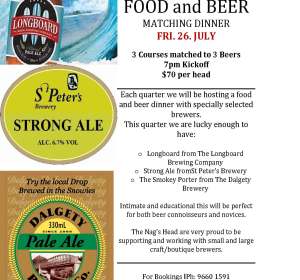Food & beer matching dinner at the nags head nsw