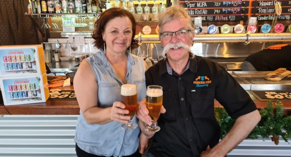 Corinna Steeb and Frank Samson at Prancing Pony Brewery.