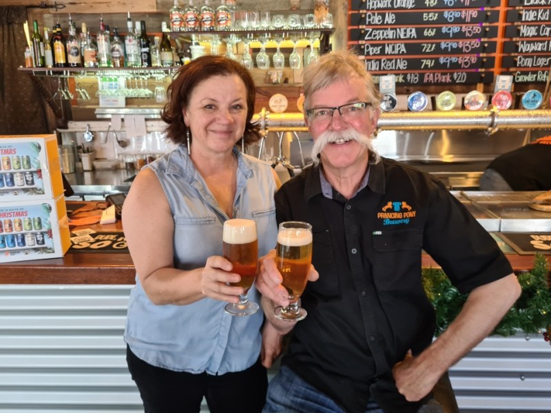 Corinna Steeb and Frank Samson at Prancing Pony Brewery.