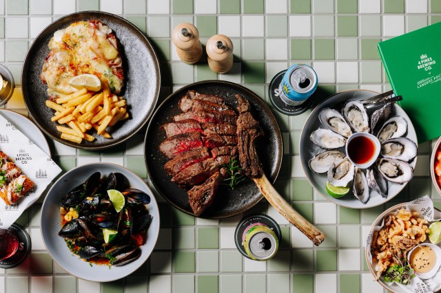 Gastropub food offering.